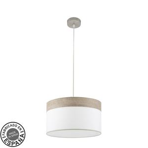 Lampada a sospensione da soffitto E27 nichel/bianco con legno grigio, dimensioni 40x40 cm, ideale per illuminare e decorare spazi moderni. - Product Image 1