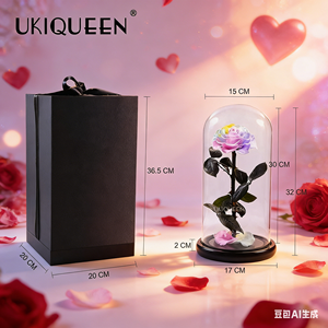 Wholesale <b>Valentine</b> Day Gifts Preserved Rose in Glass Gift <b>Box</b> Preserved Forever Roses Flowers in Glass Dome - Product Image 2