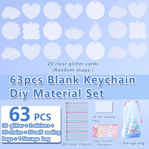 63-Piece Set kartu akrilik DIY gantungan kunci kreatif gradien pesona Glitter UV dicetak gantungan kunci berbentuk hati kustomisasi - Product Image 4