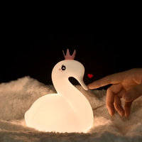 Veilleuse en silicone en forme de cygne, rechargeable, pour chambre d'enfant, avec interrupteur, mini, changeant de couleur, design Kawaii