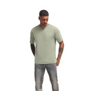 ผู้ผลิตเสื้อยืดคอตตอนคอกลมแขนสั้นทรงปกติสีพื้นสำหรับผู้ชายแบบ OEM  ผ้าเจอร์ซีย์ถักแบบเรียบย้อมสี - Product Image 1