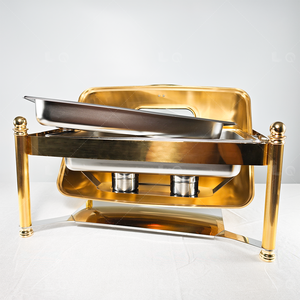 Colonne romaine de luxe en acier inoxydable plaqué or haut de gamme chauffe-plats avec verre ensemble de buffet chauffe-plats de 9L pour la restauration - Product Image 4