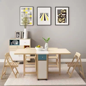 <span class=keywords><strong>Tavolo</strong></span> da Pranzo Multifunzionale Estensibile in MDF con Sedute Nascoste, Vano Contenitore e Design Pieghevole Compatto - Product Image 4