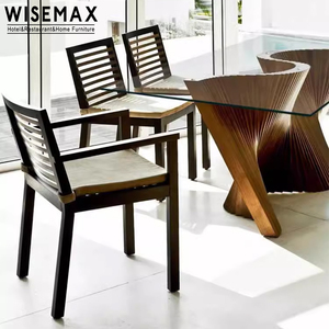 MUEBLES WISEMAX, muebles <span class=keywords><strong>de</strong></span> <span class=keywords><strong>comedor</strong></span> modernos, mesa <span class=keywords><strong>de</strong></span> <span class=keywords><strong>comedor</strong></span> <span class=keywords><strong>rectangular</strong></span> <span class=keywords><strong>de</strong></span> <span class=keywords><strong>vidrio</strong></span> templado, patas <span class=keywords><strong>de</strong></span> madera para restaurante, sala <span class=keywords><strong>de</strong></span> estar - Product Image 5