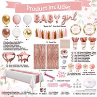 Décorations de fête prénatale pour fille, kits de décorations de fête prénatale - Ensemble de vaisselle jetable avec fournitures florales rose or