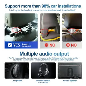 Tùy chỉnh 10.1 13.3 inch LCD cảm ứng xe taxi quảng cáo hiển thị Tablet tựa đầu gắn CMS điều khiển hành khách quảng cáo màn hình - Product Image 6