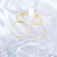 Boucles d'oreilles minimalistes à Double maillons en argent Sterling S925, plaqué or 14K