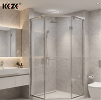 Porte de douche coulissante carrée en aluminium certifiée CE avec verre trempé pour maison, hôtel, appartement, petite salle de bain