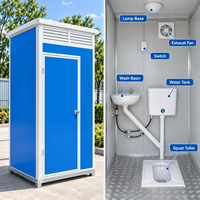 Toilettes mobiles préfabriquées modernes, cabine de salle de bain portable pour le camping, toilettes extérieures avec unité de douche intégrée pour événements publics