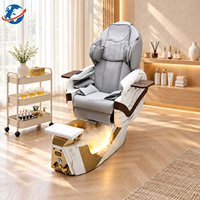 Fauteuil de pédicure en marbre de qualité supérieure avec dossier inclinable, vapeur, bain à remous et vidange automatique pour salon de beauté