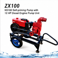 Pompe à eau mobile diesel NS100 12HP NS100 150m³/h pour l'irrigation agricole, pompe centrifuge auto-amorçante