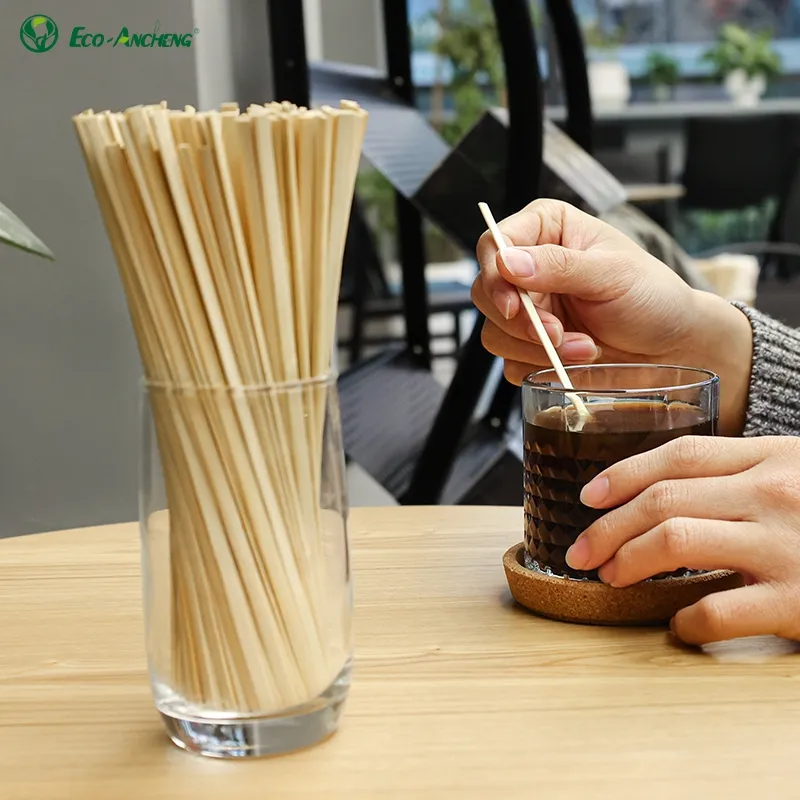 Agitadores de café de bambu, palitos de bambu naturais biodegradáveis de 7,5 polegadas, agitadores descartáveis para bebidas