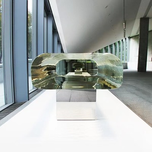 Tabouret en verre de luxe, décoration en cristal, tabouret bas en métal, banc en acier inoxydable, créateur, pilier transparent - Product Image 3