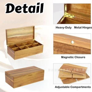 Acacia Wood <b>Tea</b> Bag Storage <b>Box</b> Rectangular Covered With Compartments For Coffee And <b>Tea</b> Drawer Organizer - Product Image 4