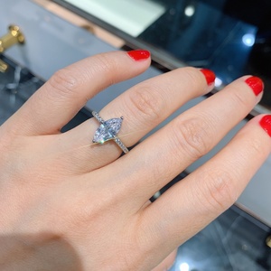 Factory Wholesale Eco-friendly Copper Vintage Pear Shape Clear <b>CZ</b> Zircon Gemstone <b>Rings</b> for Women Gold Plated - Product Image 6