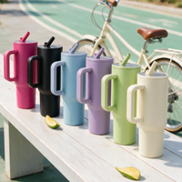 Vaso de Acero Inoxidable de 40oz con Recubrimiento en Polvo y Pajita para Grabado Láser, ¡Gran Venta en Almacén de EE. UU.!