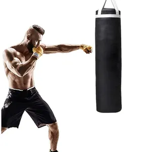 Saco de boxe de couro PU PVC com cobertura de superfície personalizada, saco de boxe com suporte para saco de boxe MMA, novo design
