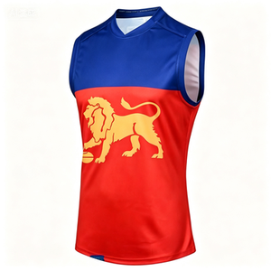 เสื้อ AFL แบบกำหนดเองสำหรับผู้ชาย เสื้อฟุตบอลออสเตรเลียแบบไม่มีแขน ระบายอากาศได้ดี พิมพ์ลายแบบ Sublimation เสื้อรักบี้ ขายส่ง - Product Image 4