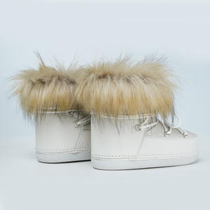 <span class=keywords><strong>Botas</strong></span> de Nieve Personalizadas para <span class=keywords><strong>Mujer</strong></span>, Modelo Space Moon Bread, Color Beige, con Cuello de Piel Grande, Transpirables, Duraderas, de Plástico Antideslizante, Cálidas, para Esquiar, Viajar, de Caña Baja - Product Image 5
