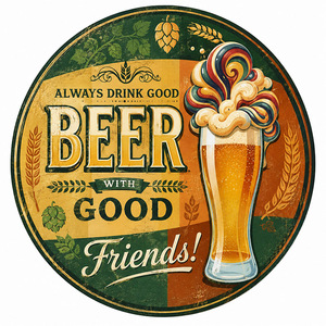 Letrero Metálico Decorativo Vintage con Diseño de Cerveza y Amigos, Placa de Estaño en Relieve, Personalizable, Directo de Fábrica - Product Image 4