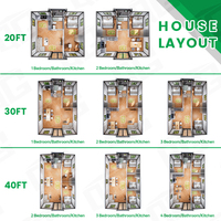 Maison conteneur préfabriquée facile à installer, 20 pieds, 40 pieds, avec chambre, cuisine et salon, extensible