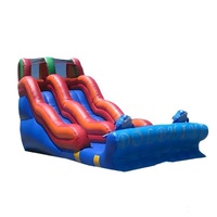 Glissière d'eau gonflable géante avec la piscine, glissière sèche gonflable à vendre