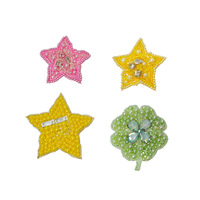 Fait à la main perlé perle cristal strass Patch mignon dessin animé coudre sur lune étoile arc-en-ciel glace feuille arc applique patchs pour sac