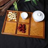 Plateau à thé en bambou massif de style japonais, artisanal, durable pour la cuisine et le bureau, cérémonie du thé zen et service