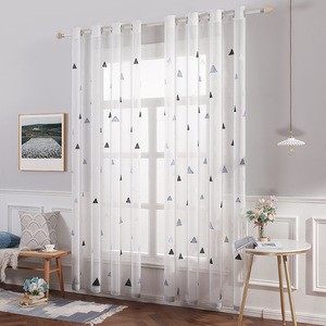 Nuovo prodotto di fantasia 2020 bianco nero grigio triangolo finestra <span class=keywords><strong>tende</strong></span> trasparenti, vendita calda a buon mercato soggiorno tenda trasparente/ - Product Image 2
