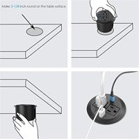 Multiprise encastrable de bureau US avec port USB-C à charge rapide PD et prise d'extension encastrée pour table de bureau à domicile