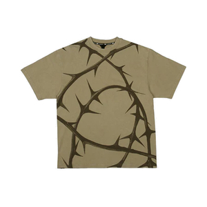 Camiseta gótica con arco, de algodón lavado vintage, manga corta para hombre, con estampado de símbolo oculto y estética retro desgastada, prenda esencial. - Product Image 1