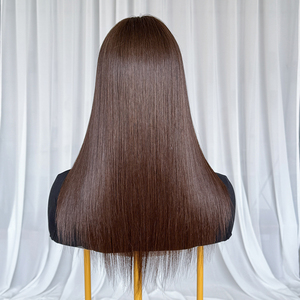 Topper en dentelle 8x10'' en cheveux humains vierges européens et chinois, brun naturel, lisses et soyeux, avec dos en trame cousue à la machine, pour la perte de cheveux - Product Image 5