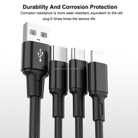 Câble USB personnalisé 3-en-1/3in1, câble de charge et de données, micro type C, charge rapide, câble USB 3 en 1 pour téléphone/type-C/Android