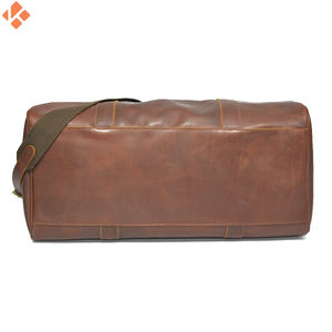 Sac polochon de voyage de luxe de couleur marron foncé Sac polochon de grande capacité en cuir de vachette véritable pour hommes et femmes - Product Image 6