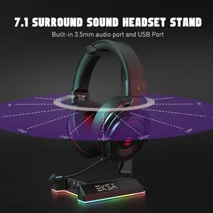 Penjualan laris Headset Gaming berdiri logam Headset RGB berdiri dengan 7.1 Stereo Surround