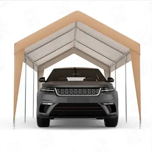 Carpa con dosel de garaje portátil con marco de acero resistente de 10x20 pies con pared lateral extraíble