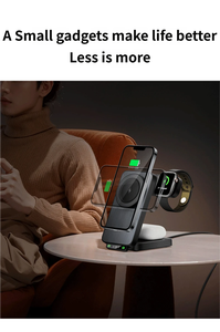 Cargador Inalámbrico Magnético 3 en 1 Plegable, Portátil, de Carga Rápida de 15W para Teléfono, Reloj y Auriculares - Product Image 4