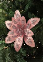 Fleurs de Noël artificielles en paillettes roses, poinsettia, 30 cm, grandes fleurs de Noël pour la décoration de l'arbre de Noël, couronne, guirlande