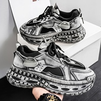 Chaussures de marche colorées pour hommes, baskets légères et respirantes à lacets, antidérapantes, à bout rond, chaussures de rue décontractées
