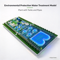 Maquette d'usine de traitement des eaux usées pour la protection de l'environnement, en plastique ABS, design moderne, réservoirs circulaires
