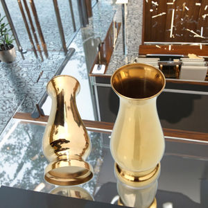 Luxueuze gouden kleine ovale Art Deco vaas van roestvrij staal met antislipvoet voor bureau/TV-kast, decoratie voor thuis of kantoor. - Product Image 4