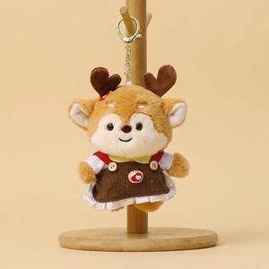 Porte-clés en peluche <span class=keywords><strong>cerf</strong></span> OEM, doux, rembourré en coton PP 3D, vente en gros, pendentif animal personnalisé pour boutique de cadeaux, prix de machine à griffes - Product Image 5