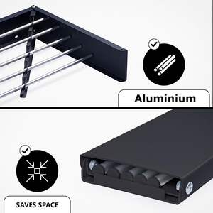 Séchoir mural pliable Vonia XXL en acier allié et aluminium pour intérieur et extérieur - Séchoir à linge compact 100 x 50 cm - Gain de place - Montage mural - Product Image 2