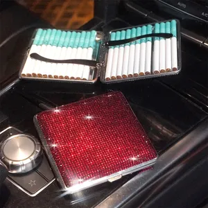 Prezzo di fabbrica custodia lucida Cigarrate Portable Slim Bling strass portasigarette portasigarette squisito contiene 20 tabacco
