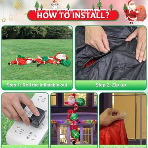 Decoración Navideña Inflable de Santa Claus de 2.4 Metros, con Luz, para Interiores y Exteriores, 3 Santa Blow, Decoración Inflable Navideña - Product Image 3