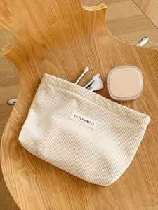 Eco Friendly New Custom Logo Travel Portable Corduroy Toiletry Makeup <b>Pouch</b> Zipper Cosmetic Storage Bag <b>Make</b> <b>up</b> Bags - Product Image 6