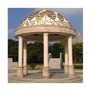 Decorazione moderna a colonna rotonda a cerchio esterno bella statua di marmo antico pietra gazebo scultura prezzo di vendita