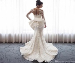 S446F 2025 Two Wear <b>White</b> Slim Dress Lace Mid-waist Bow Mermaid <b>White</b> Wedding Dress - Product Image 2