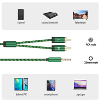 Cable de Audio de 3.5mm a Doble RCA, Chapado en Oro, Directo de Fábrica, con Revestimiento de PVC, para Micrófono, Teléfono, Altavoz, Amplificador