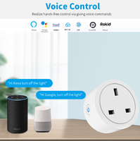 Prise intelligente WiFi Tuya 16A avec mesure de la consommation d'énergie, commande vocale AI pour opération à distance mobile, prise standard britannique